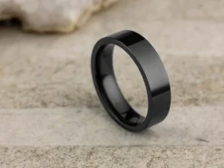 Black Zirconium Flat Court Easy Fit Polished Wedding Ring 5.0mm, Size S, 1.8mm Wall