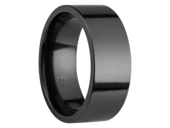 Black Zirconium Flat Court Easy Fit Polished Wedding Ring 8.0mm, Size W, 2.0mm Wall