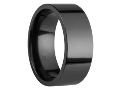 Black Zirconium Flat Court Easy Fit Polished Wedding Ring 8.0mm, Size V, 2.0mm Wall