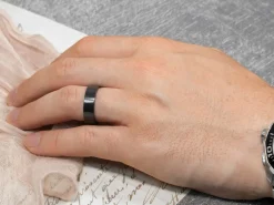 Black Zirconium Flat Court Easy Fit Polished Wedding Ring 8.0mm, Size V, 2.0mm Wall