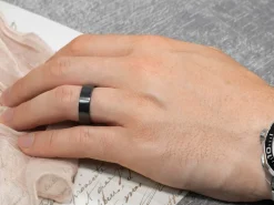 Black Zirconium Flat Court Easy Fit Polished Wedding Ring 8.0mm, Size U, 2.0mm Wall