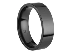 Black Zirconium Flat Court Easy Fit Polished Wedding Ring 6.0mm, Size S, 1.8mm Wall