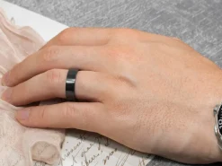 Black Zirconium Flat Court Easy Fit Polished Wedding Ring 6.0mm, Size S, 1.8mm Wall