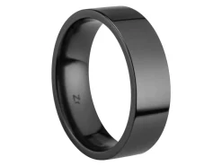 Black Zirconium Flat Court Easy Fit Polished Wedding Ring 6.0mm, Size Q, 1.8mm Wall