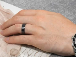 Black Zirconium Flat Court Easy Fit Polished Wedding Ring 5.0mm, Size X, 1.8mm Wall