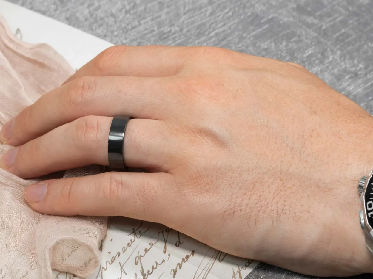 Black Zirconium Flat Court Easy Fit Polished Wedding Ring 5.0mm, Size W, 1.8mm Wall