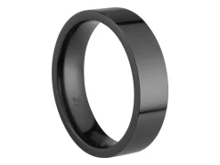 Black Zirconium Flat Court Easy Fit Polished Wedding Ring 5.0mm, Size V, 1.8mm Wall