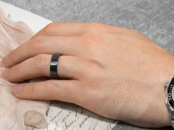 Black Zirconium Flat Court Easy Fit Polished Wedding Ring 5.0mm, Size V, 1.8mm Wall