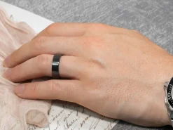 Black Zirconium Flat Court Easy Fit Polished Wedding Ring 5.0mm, Size U, 1.8mm Wall