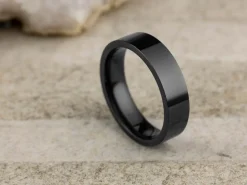 Black Zirconium Flat Court Easy Fit Polished Wedding Ring 5.0mm, Size Q, 1.8mm Wall