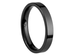 Black Zirconium Flat Court Easy Fit Polished Wedding Ring 3.0mm, Size O, 1.6mm Wall