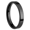 Black Zirconium Flat Court Easy Fit Polished Wedding Ring 3.0mm, Size N, 1.6mm Wall