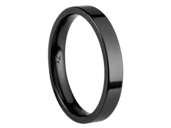 Black Zirconium Flat Court Easy Fit Polished Wedding Ring 3.0mm, Size L, 1.6mm Wall