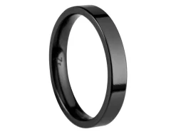Black Zirconium Flat Court Easy Fit Polished Wedding Ring 3.0mm, Size J, 1.6mm Wall