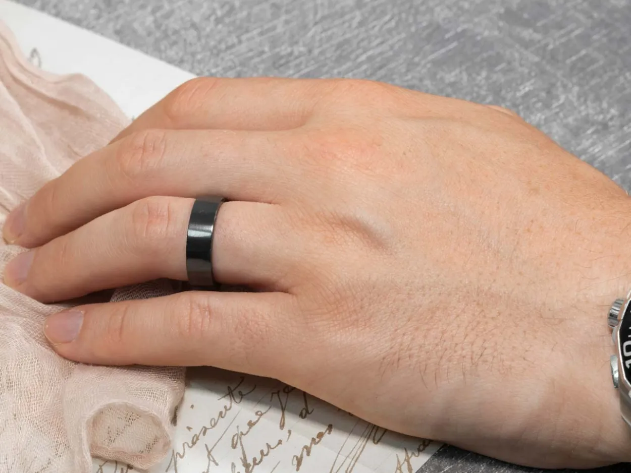 Black Zirconium Flat Court Easy Fit Polished Wedding Ring 3.0mm, Size J, 1.6mm Wall