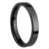 Black Zirconium Flat Court Easy Fit Polished Wedding Ring 3.0mm, Size I, 1.6mm Wall