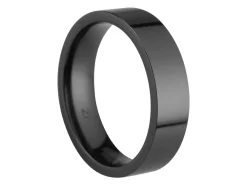 Black Zirconium Flat Court Easy Fit Polished Wedding Ring 5.0mm, Size M, 1.8mm Wall