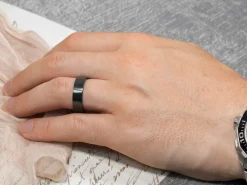 Black Zirconium Flat Court Easy Fit Polished Wedding Ring 5.0mm, Size M, 1.8mm Wall