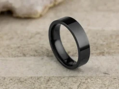 Black Zirconium Flat Court Easy Fit Polished Wedding Ring 5.0mm, Size I, 1.8mm Wall