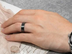Black Zirconium Flat Court Easy Fit Polished Wedding Ring 5.0mm, Size I, 1.8mm Wall