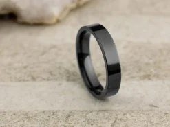 Black Zirconium Flat Court Easy Fit Polished Wedding Ring 4.0mm, Size Z, 1.6mm Wall