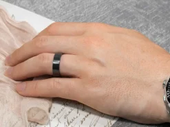 Black Zirconium Flat Court Easy Fit Polished Wedding Ring 4.0mm, Size Y, 1.6mm Wall