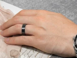 Black Zirconium Flat Court Easy Fit Polished Wedding Ring 4.0mm, Size V, 1.6mm Wall