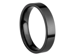 Black Zirconium Flat Court Easy Fit Polished Wedding Ring 4.0mm, Size U, 1.6mm Wall