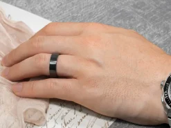 Black Zirconium Flat Court Easy Fit Polished Wedding Ring 4.0mm, Size U, 1.6mm Wall