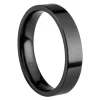 Black Zirconium Flat Court Easy Fit Polished Wedding Ring 4.0mm, Size M, 1.6mm Wall