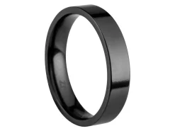 Black Zirconium Flat Court Easy Fit Polished Wedding Ring 4.0mm, Size M, 1.6mm Wall