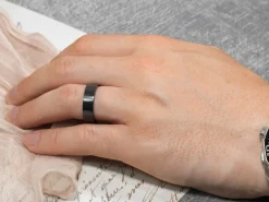 Black Zirconium Flat Court Easy Fit Polished Wedding Ring 4.0mm, Size M, 1.6mm Wall