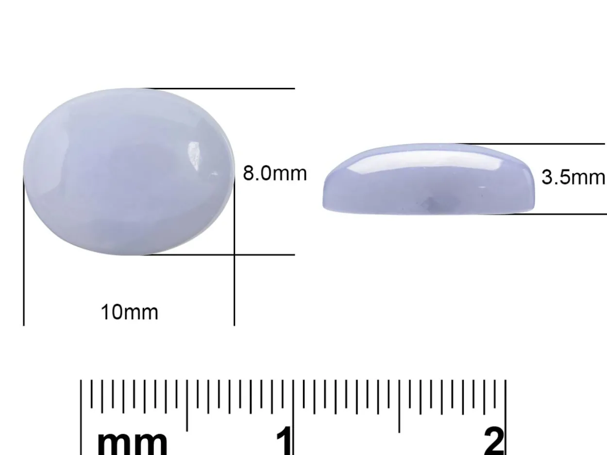 Blue Lace Agate, Oval Cabochon 10x8mm