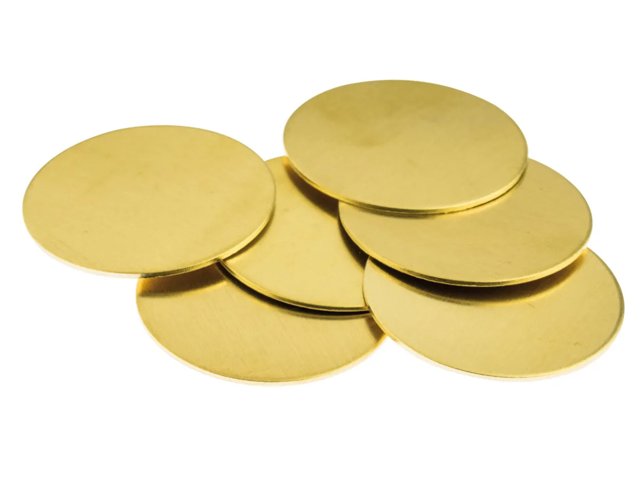 Brass Discs Round Pack of 6, 31.7mm