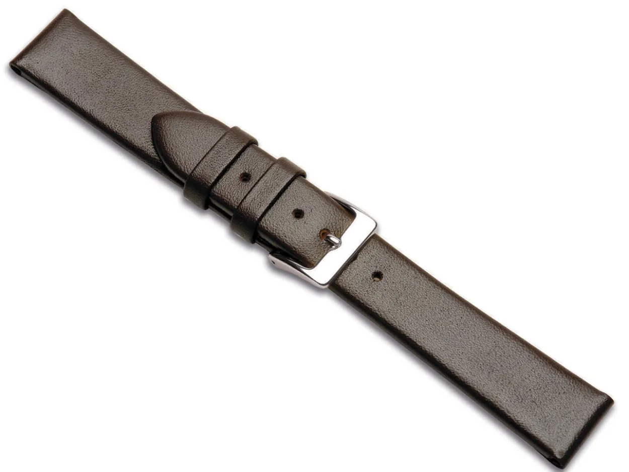 Brown Genuine Calf Leather Watch Strap, 16mm