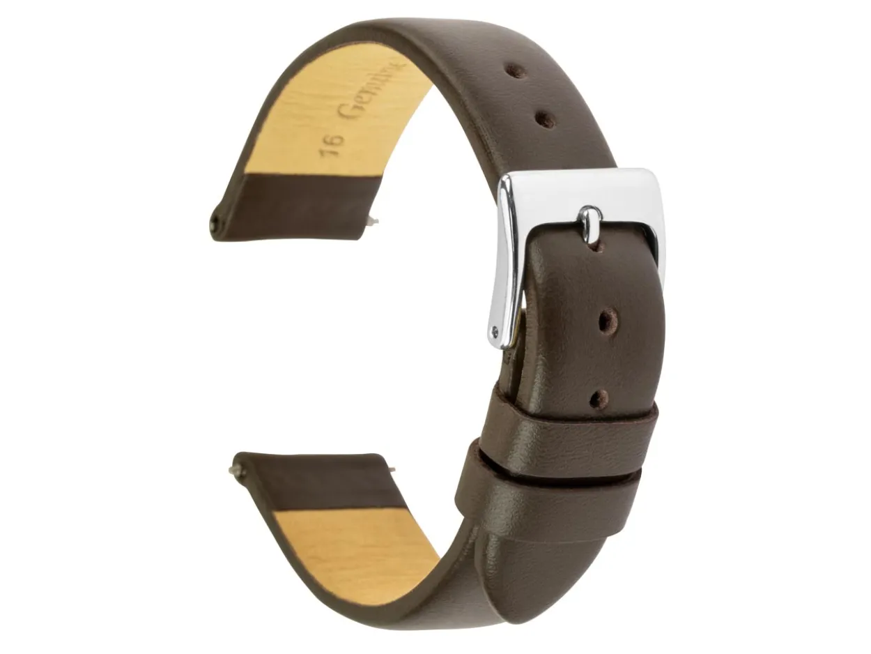 Brown Genuine Calf Leather Watch Strap, 18mm