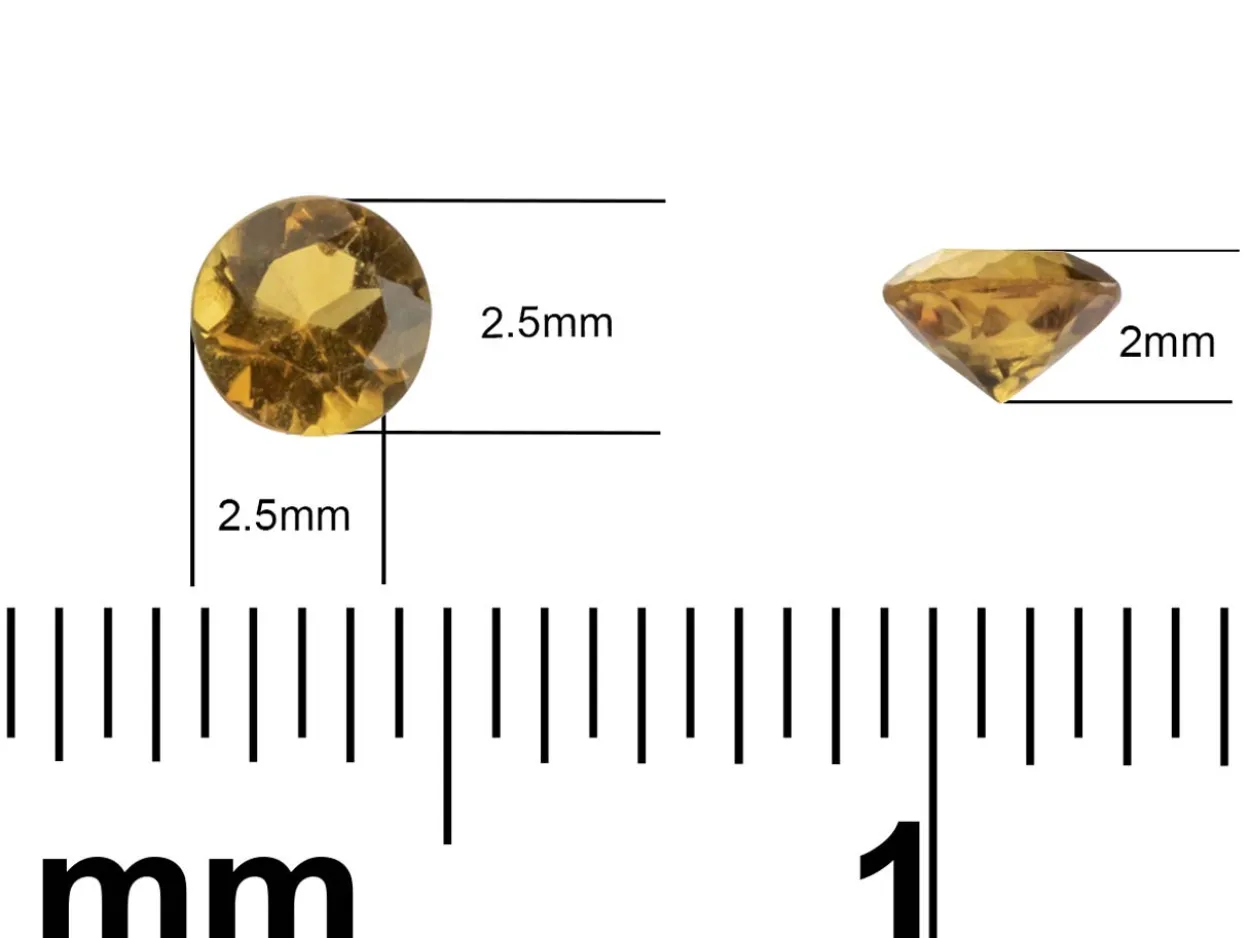 Citrine, Round, 2.5mm