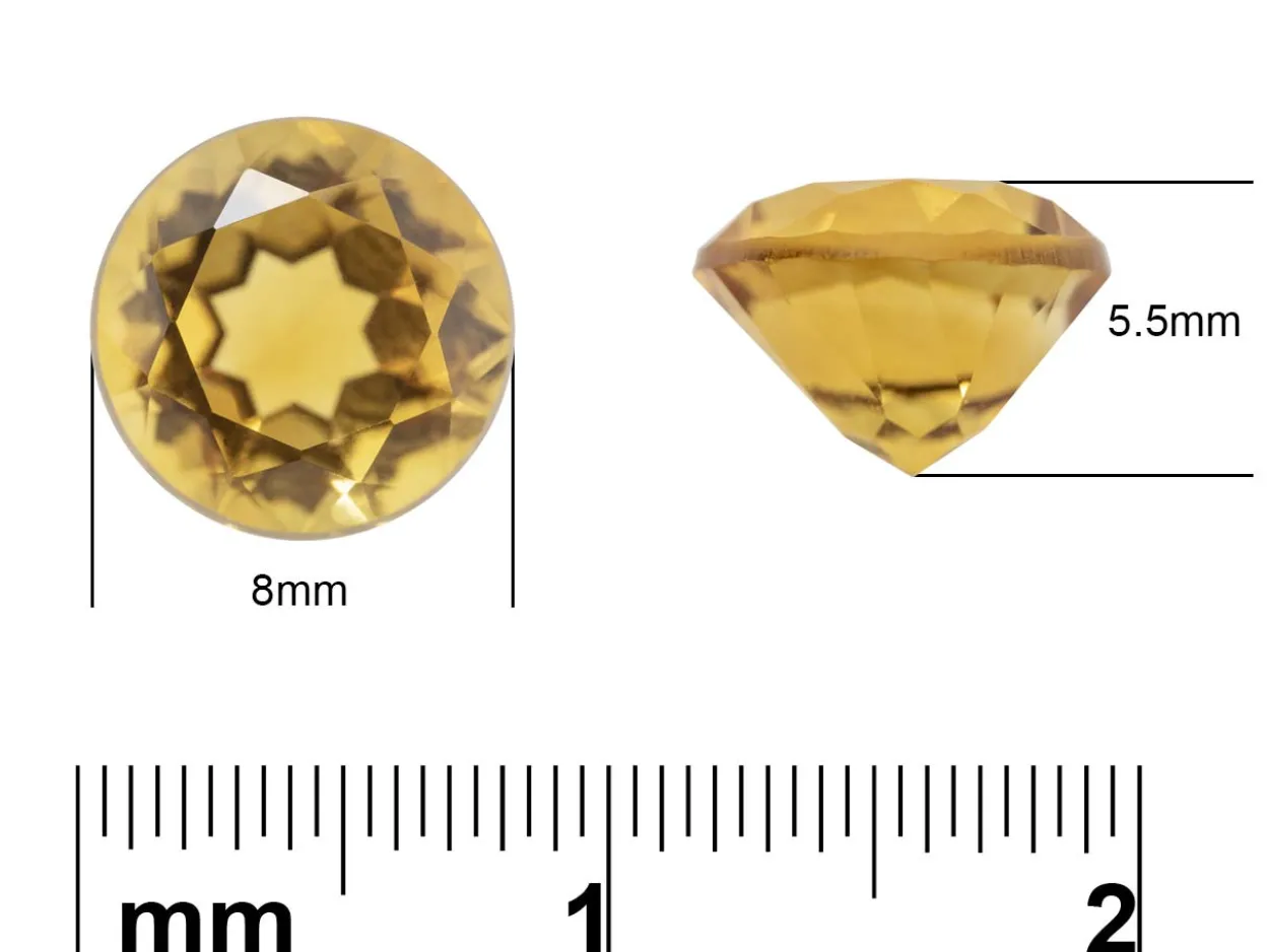 Citrine, Round, 8mm