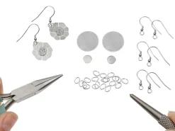 Cooksongold Sterling Silver Flower Disc Earrings Jewellery Making Project