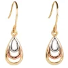 9ct 3 Colour Teardrop Earrings