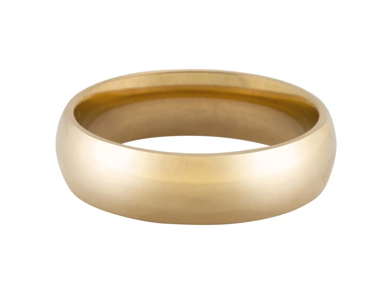 18ct Hazelnut Gold Court Wedding Ring 6.0mm, Size P, 8.9g Medium-weight, Hallmarked, Wall Thickness 1.95mm, 100% Recycled Gold