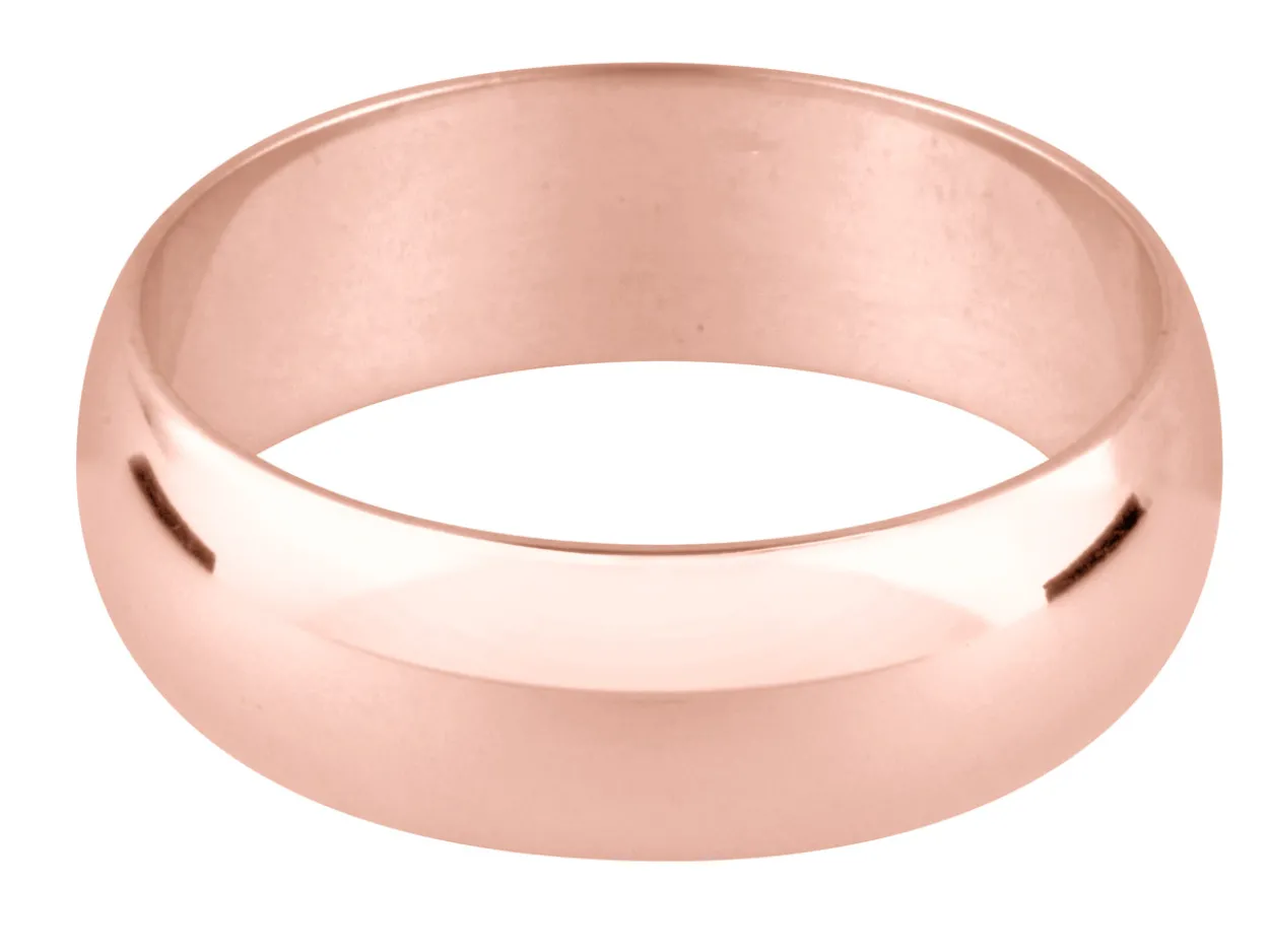 18ct Red Gold D Shape Wedding Ring 4.0mm, Size P, 5.0g Medium-weight, Hallmarked, Wall Thickness 1.51mm, 100% Recycled Gold