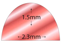 9ct Red Gold D Shape Wire 2.30mm X 1.50mm, 100% Recycled Gold
