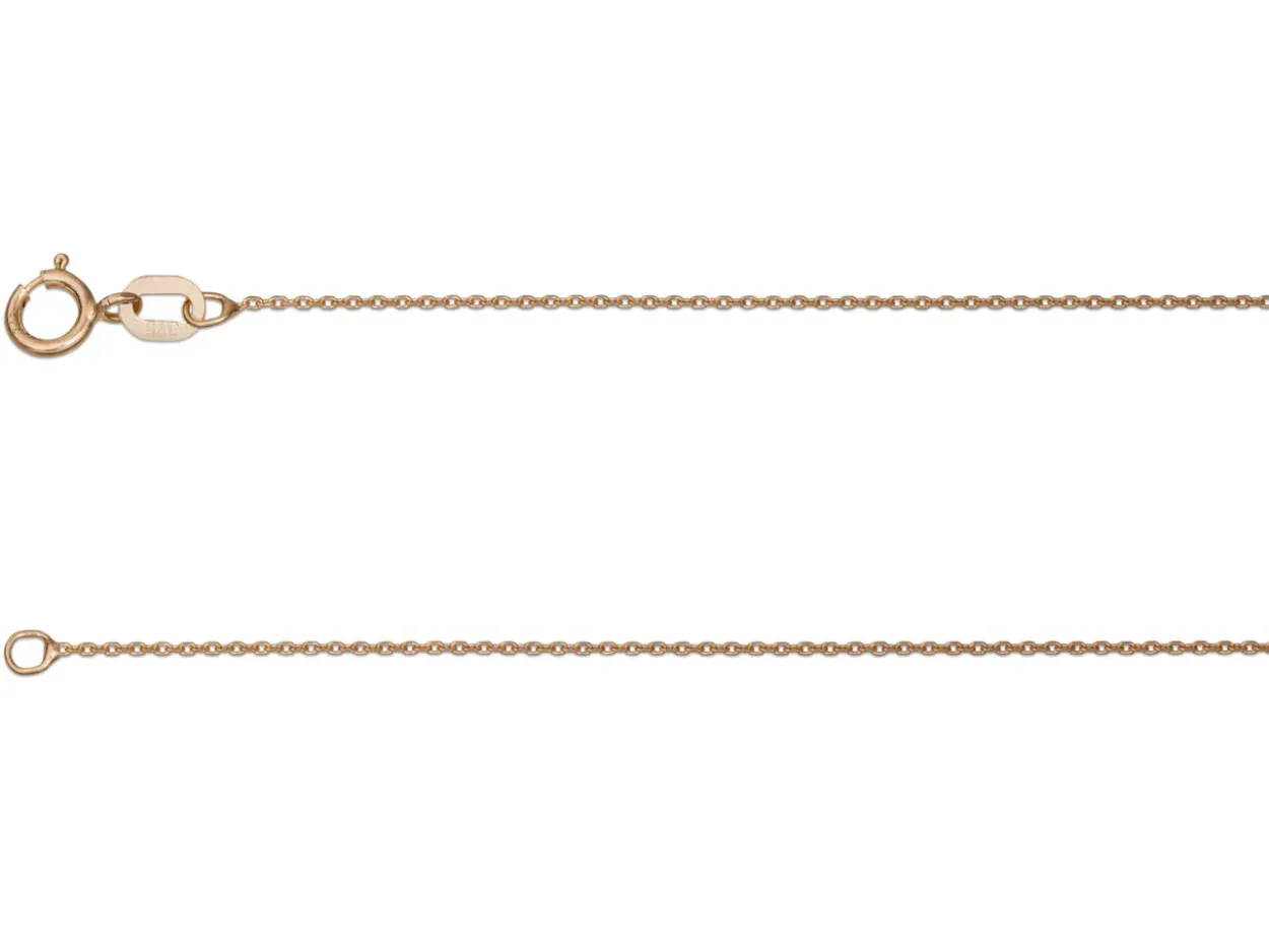 9ct Red Gold 0.8mm Diamond Cut Oval Belcher Chain 16"/40cm Unhallmarked