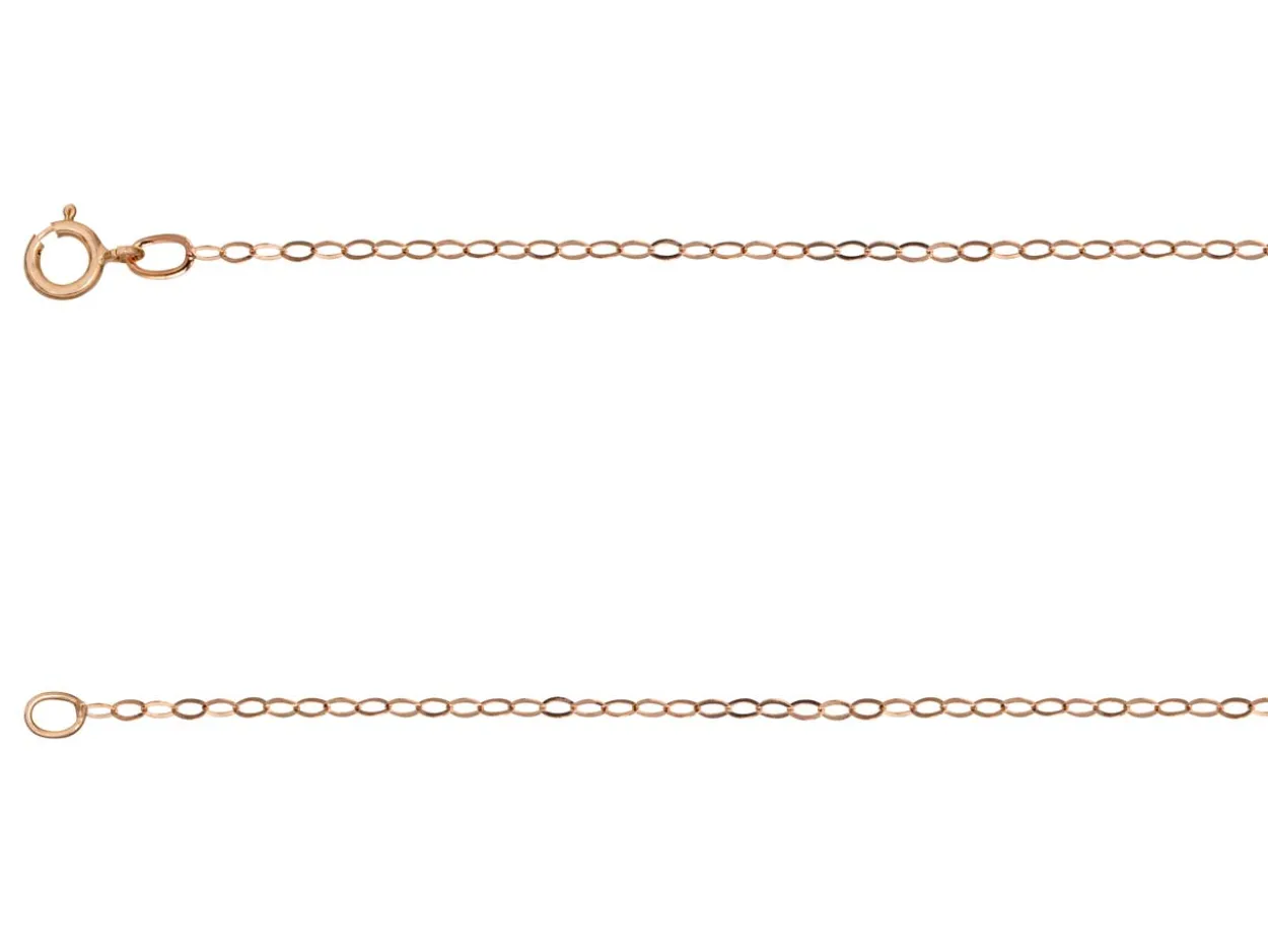 9ct Red Gold 1.1mm Flat Filed Oval Trace Chain 18"/45cm Unhallmarked