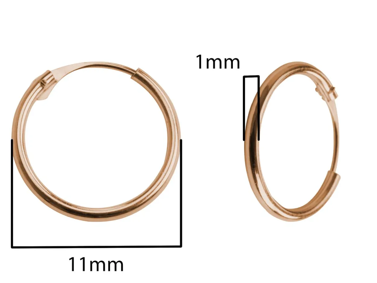 9ct Red Gold 11.0mm Hinged Sleeper Superlight Hoop, 100% Recycled Gold