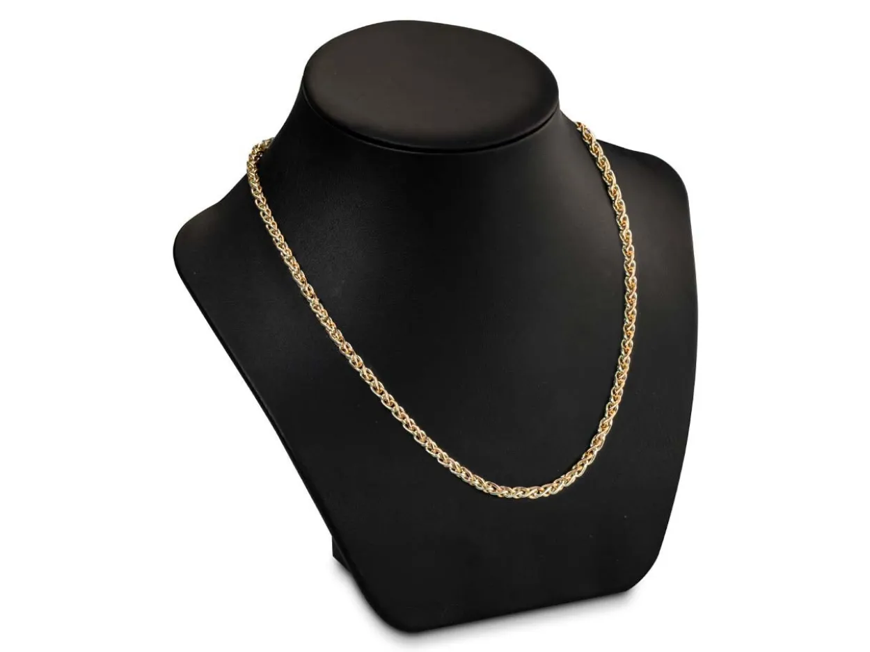 9ct Red & White Gold 4.2mm Round Spiga Chain 18"/45cm Hallmarked