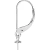18ct White Gold Continental Ear Wire, 3mm Cup, Plain Wire With A Drop Cup