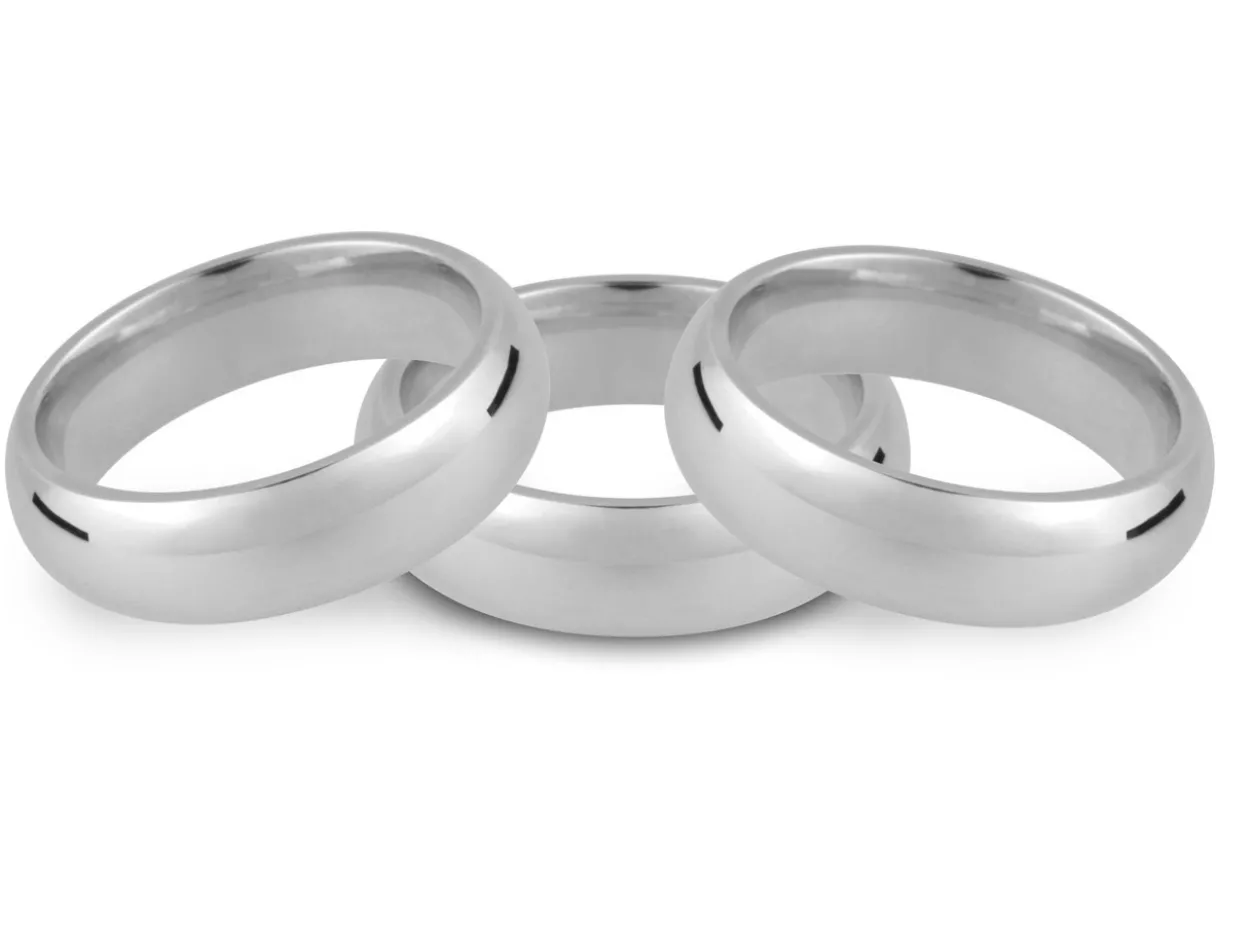 9ct White Gold Court Wedding Ring 3.0mm, Size P, 3.1g Medium-weight, Hallmarked, Wall Thickness 1.55mm, 100% Recycled Gold