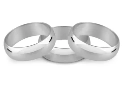 9ct White Gold D Shape Wedding Ring 2.0mm, Size P, 1.2g Lightweight, Hallmarked, Wall Thickness 0.89mm, 100% Recycled Gold